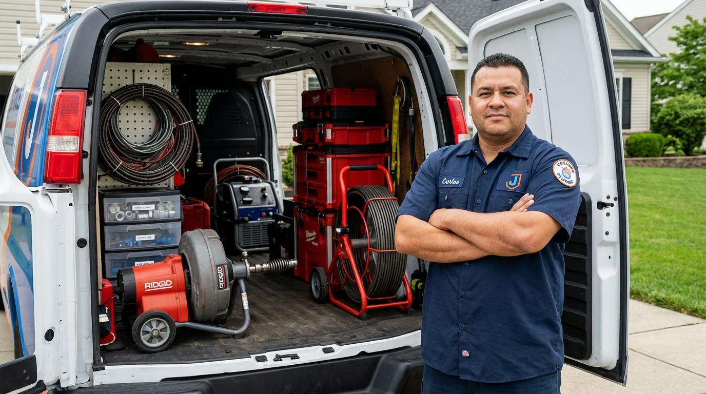 Professional drain cleaning equipment and Johns Plumbing LLC plumber in University Park